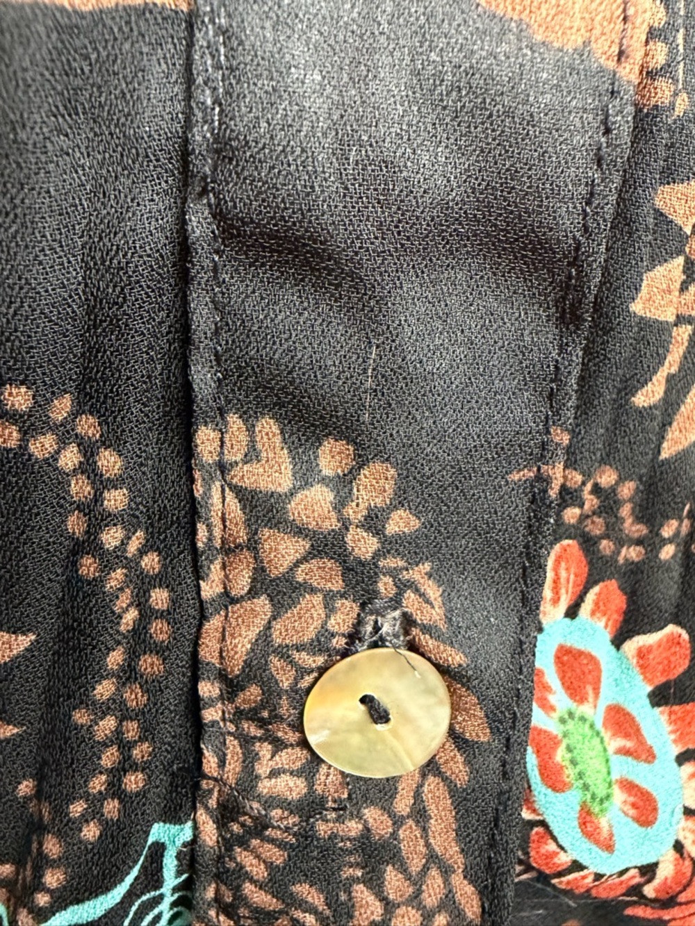 Sere Nade Floral Plisse Sleeveless Button-Down Blouse Art To Wear Boho Top L EUC - Picture 15 of 15